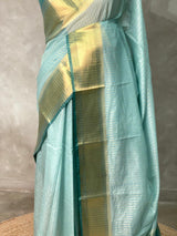 Aqua blue semi Banarasi saree -MPS18