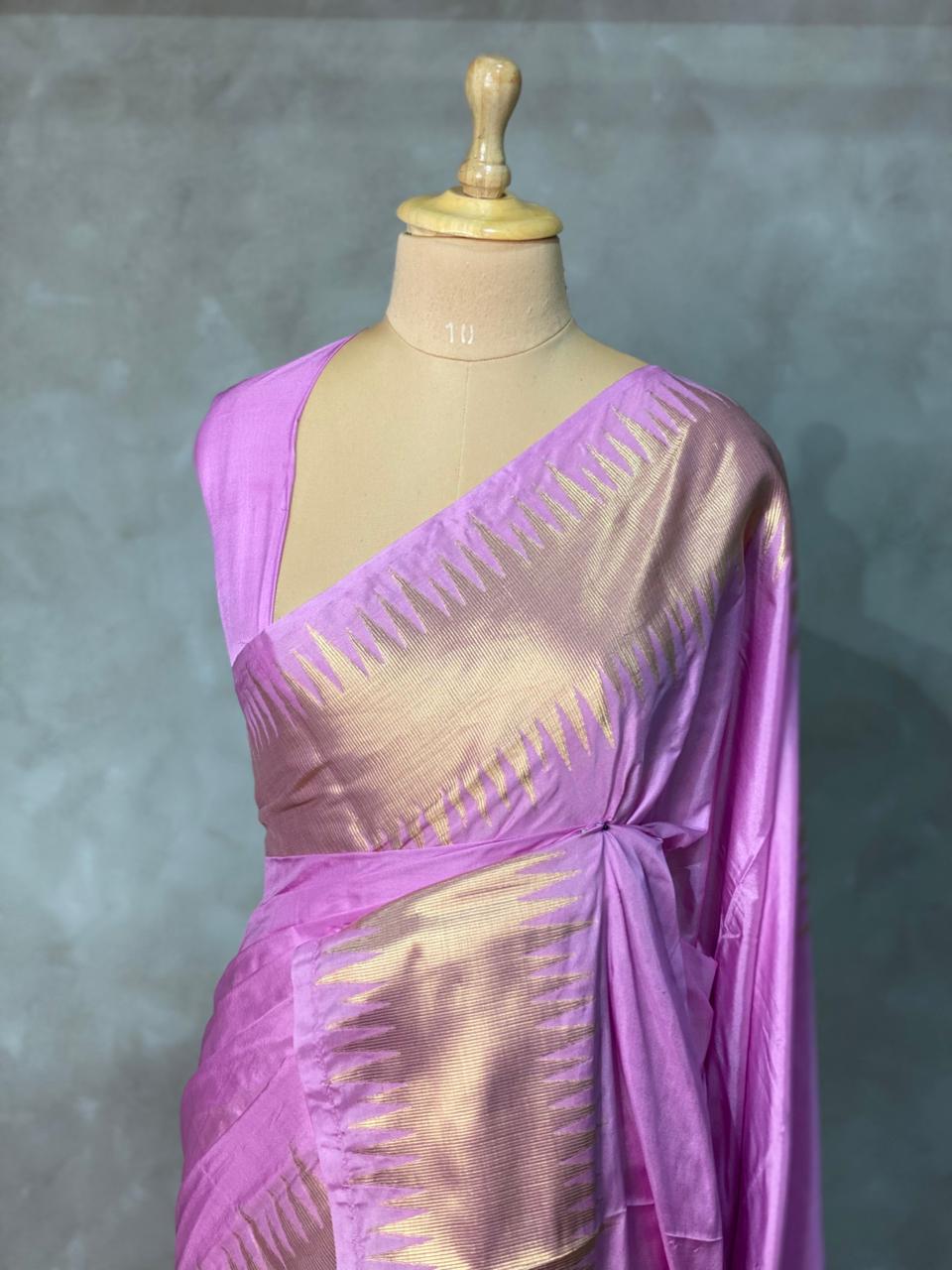 Lilac pink Semi katan Banarasi silk saree- MPS23D