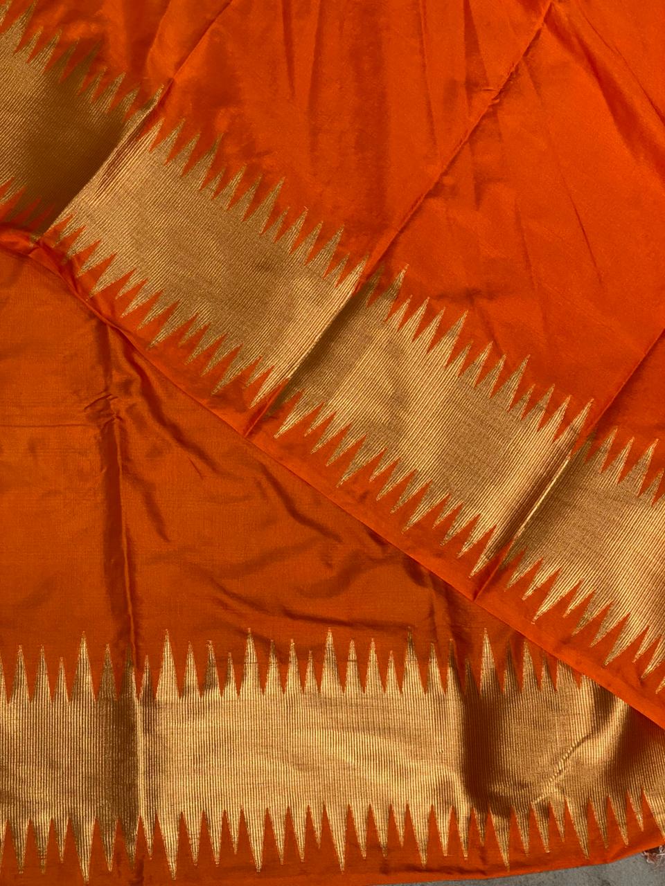 Orange katan Banarasi silk saree- MPS23I