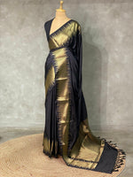 Black katan Banarasi silk saree- MPS23G