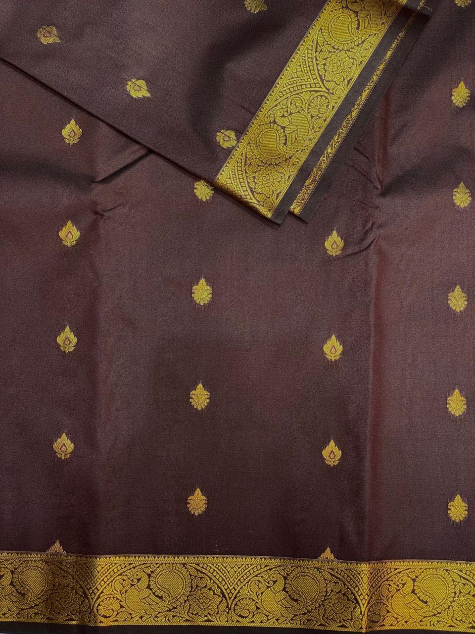 Brown kanchipuram silk saree- PSSR217