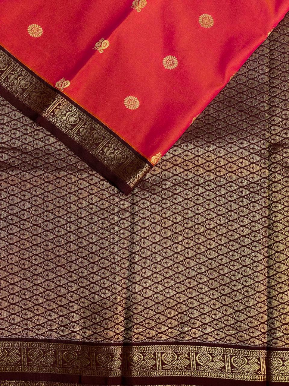 Orangekanchipuram silk saree- PSSR226