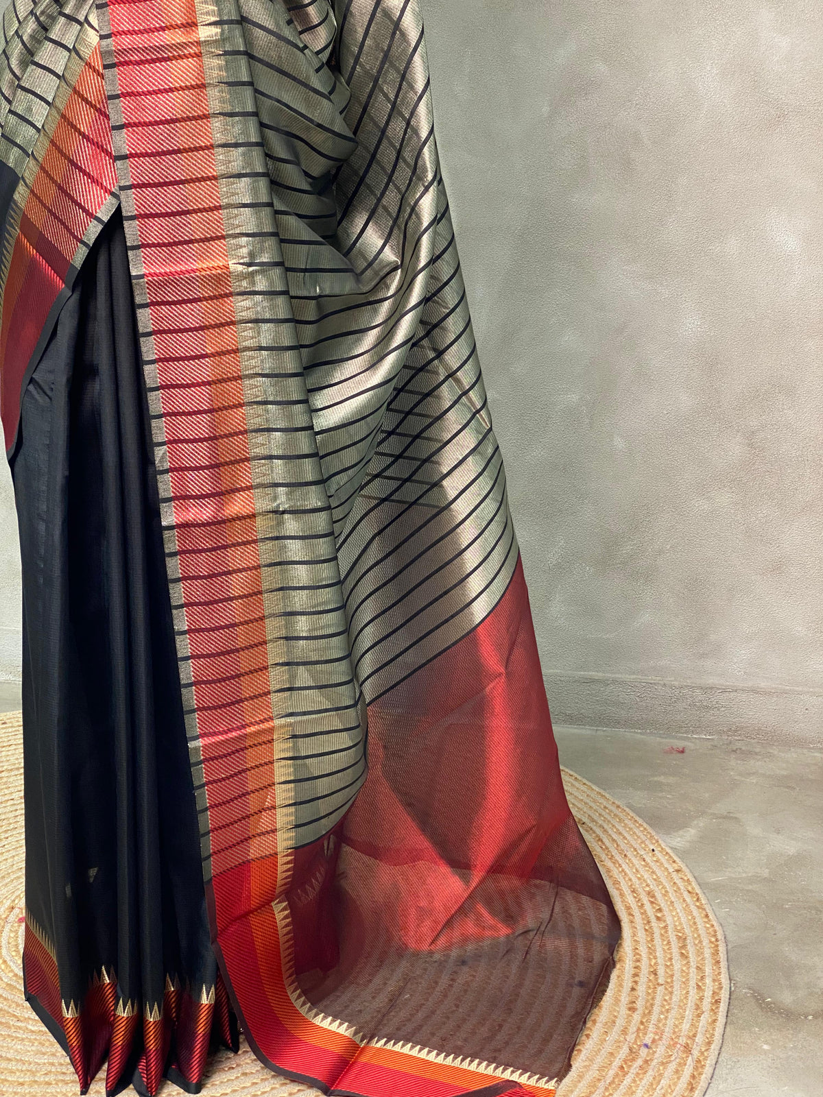 Black semi banarasi saree -PIH23