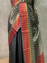 Black semi banarasi saree -PIH23