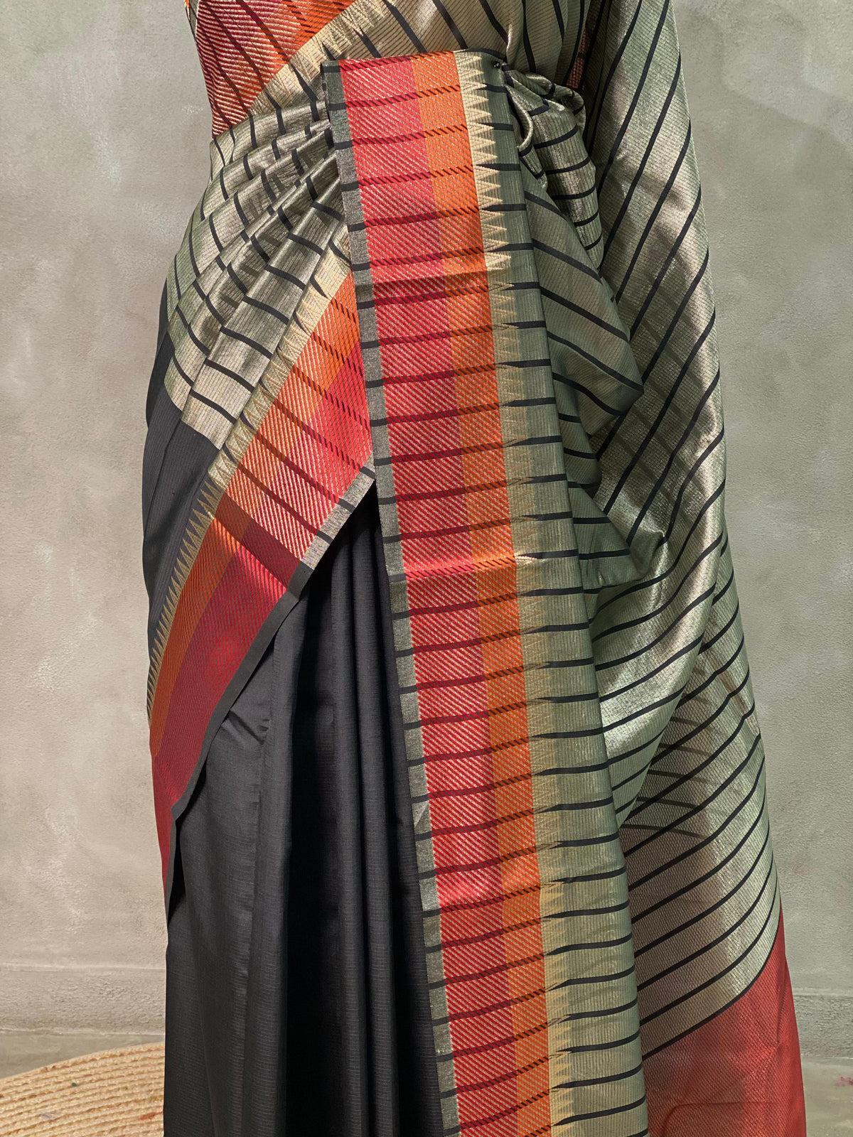 Black semi banarasi saree -PIH23