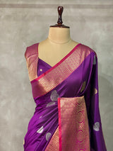 Wine colour Banarasi saree -BSP3K