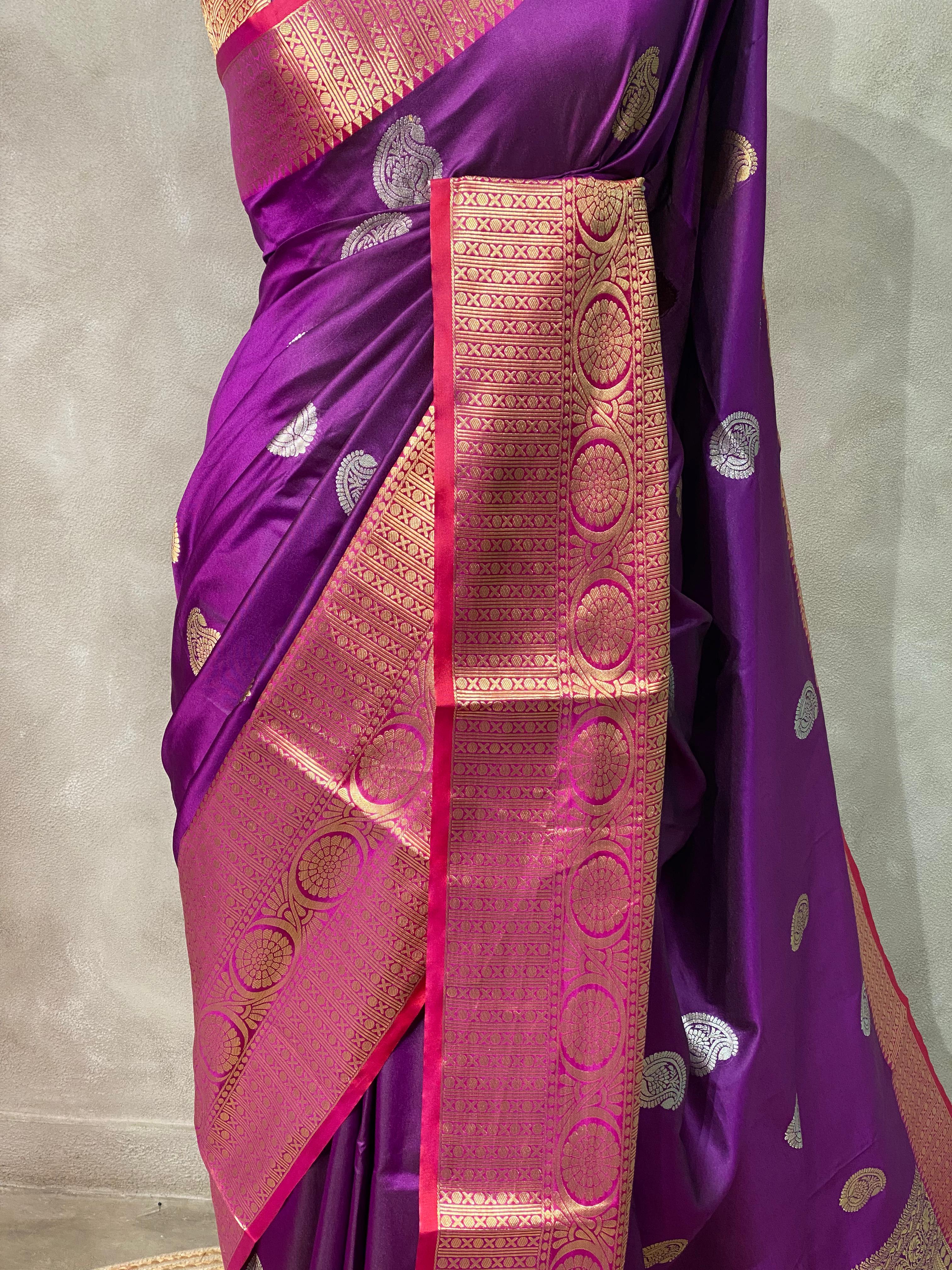 Wine colour Banarasi saree -BSP3K