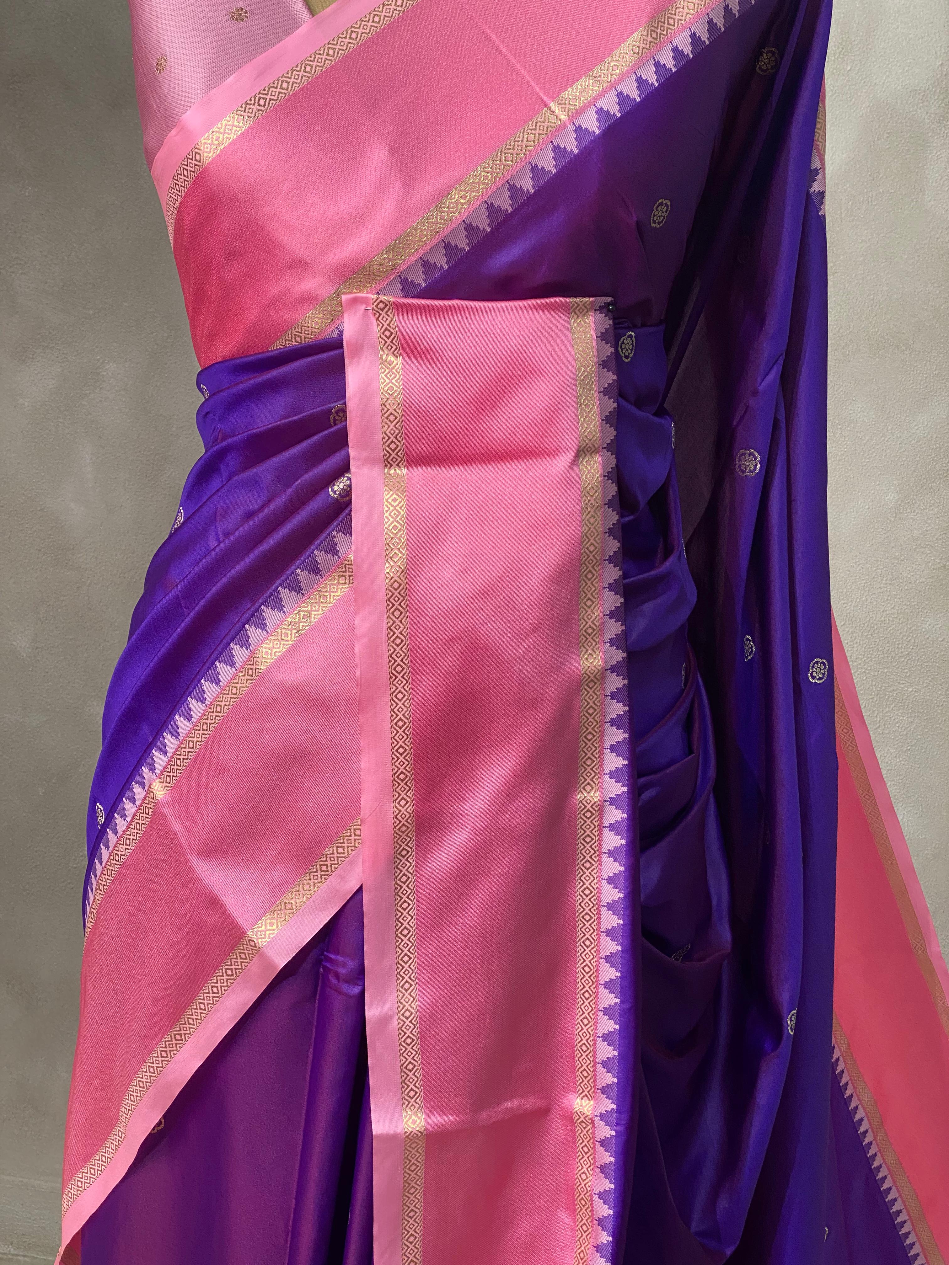 Violet and Pink Banarasi saree -BSP19