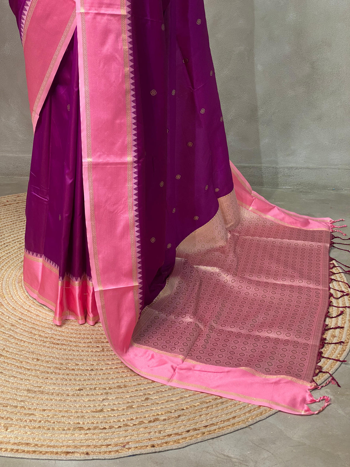 Wine and Pink Banarasi saree -BSP20