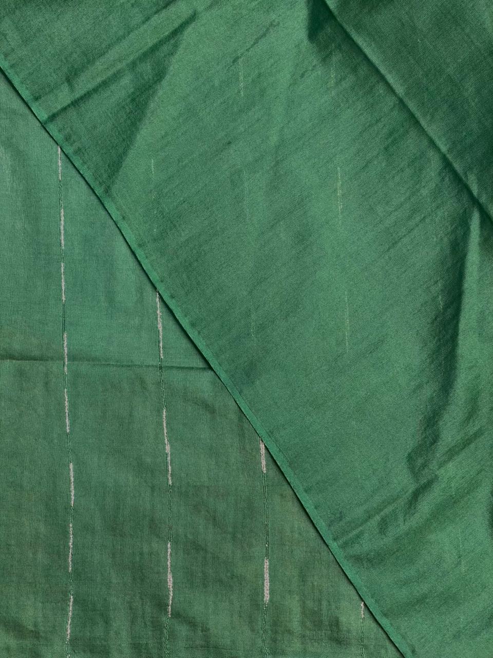 Green Tusser silk saree -SOT4