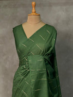 Green Tusser silk saree -SOT4