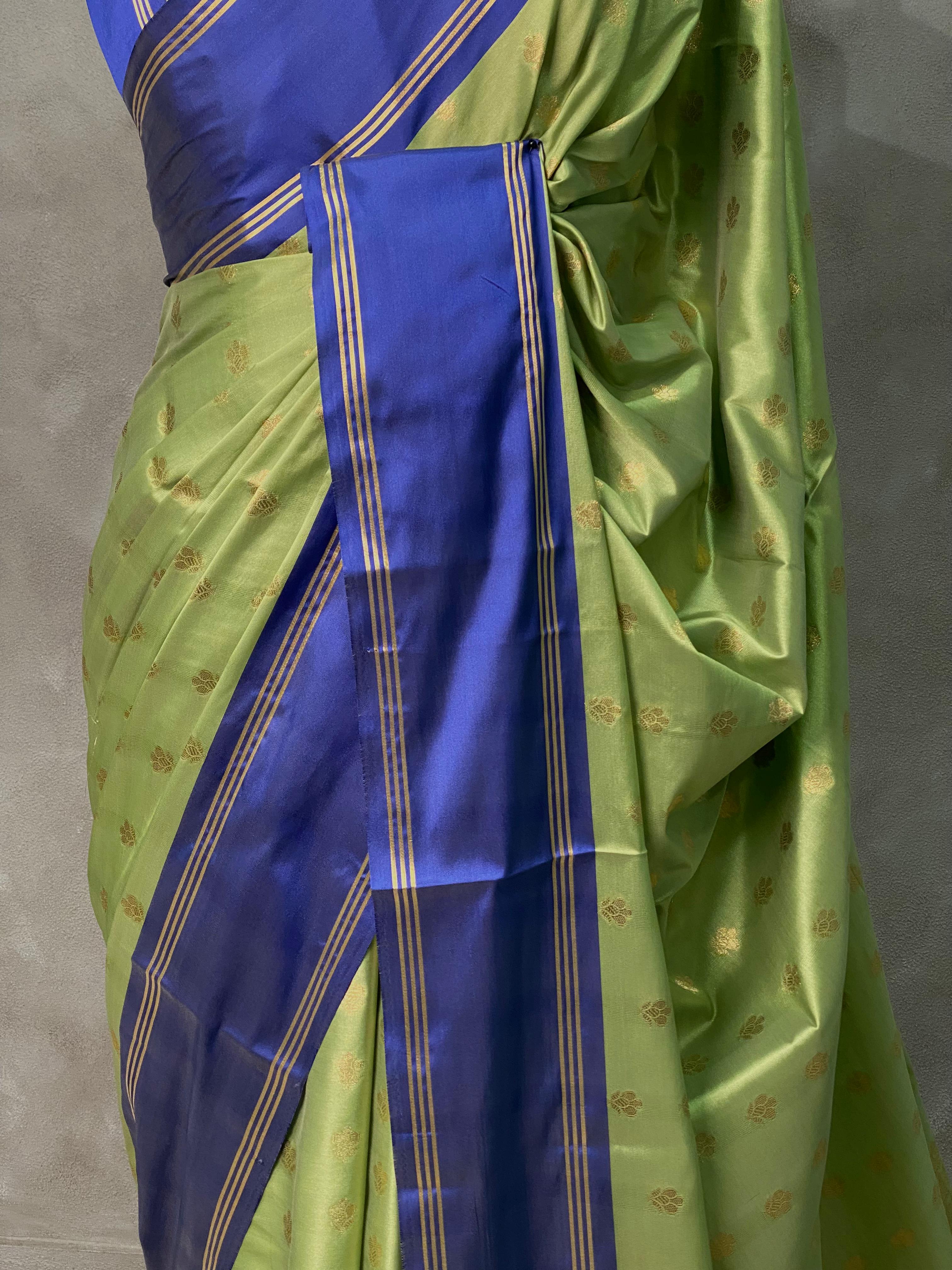 Green and Royal blue Gajji silk saree -PIH25