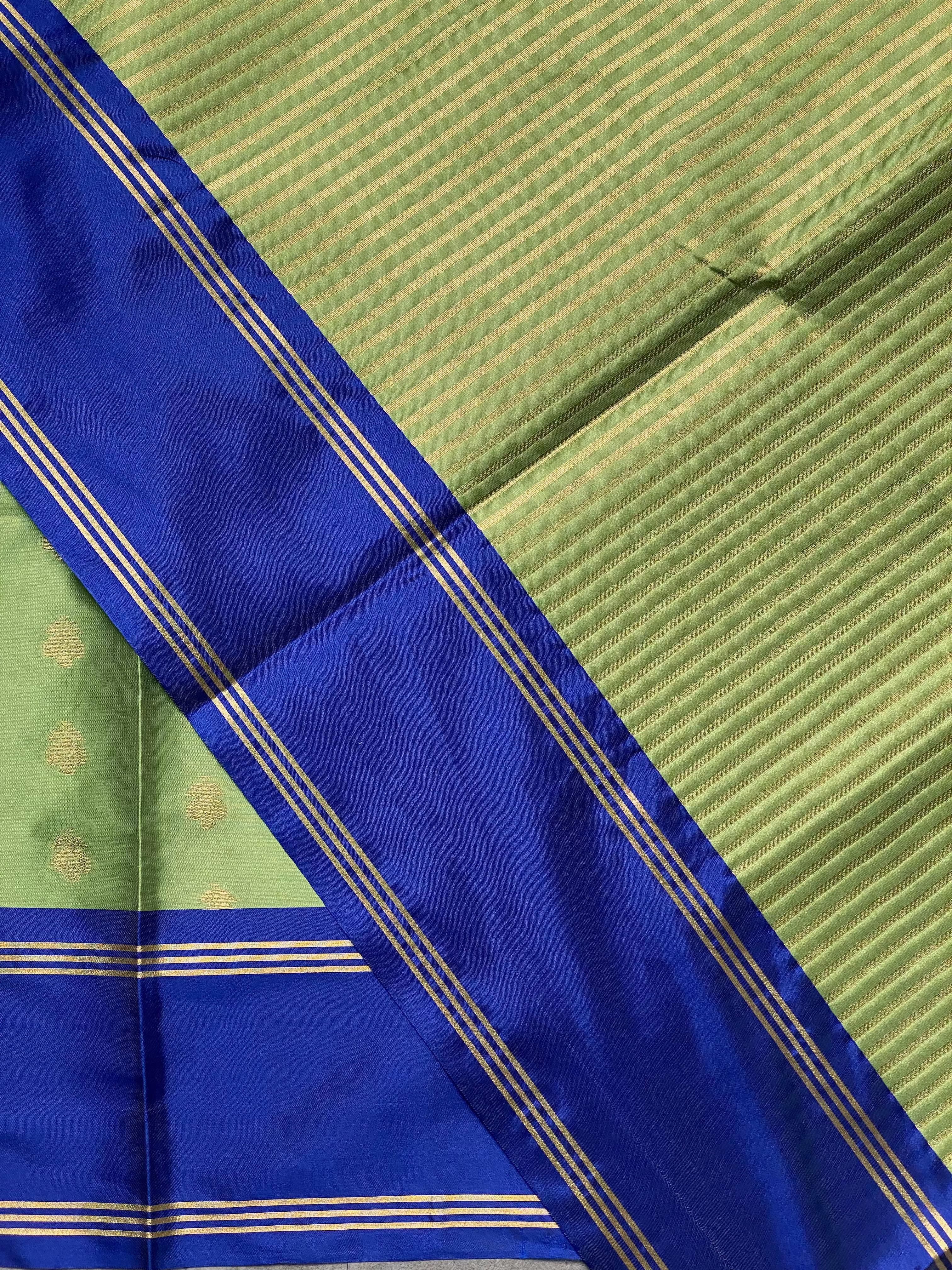 Green and Royal blue Gajji silk saree -PIH25