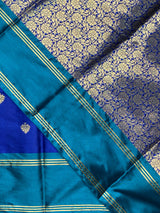 Royal blue and peacock blue Gajji silk saree -PIH25B