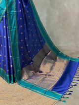 Royal blue and peacock blue Gajji silk saree -PIH25B