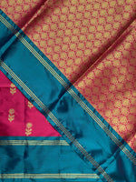 Magenta and peacock blue Gajji silk saree -PIH25G