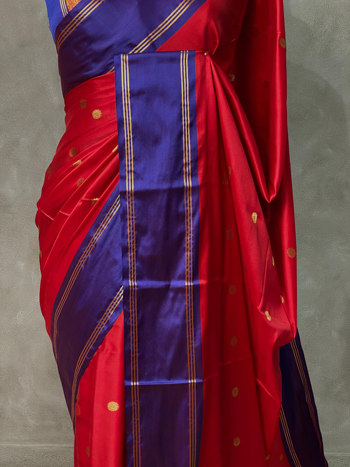 Red and Blue Gajji silk saree -PIH25I