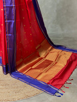 Red and Blue Gajji silk saree -PIH25I