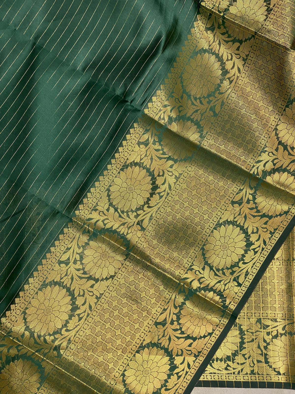 Bottle Green Semi Banarasi saree - LZ9