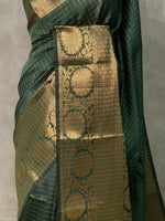 Bottle Green Semi Banarasi saree - LZ9
