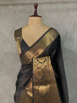 Black Semi Banarasi saree - LZ9A