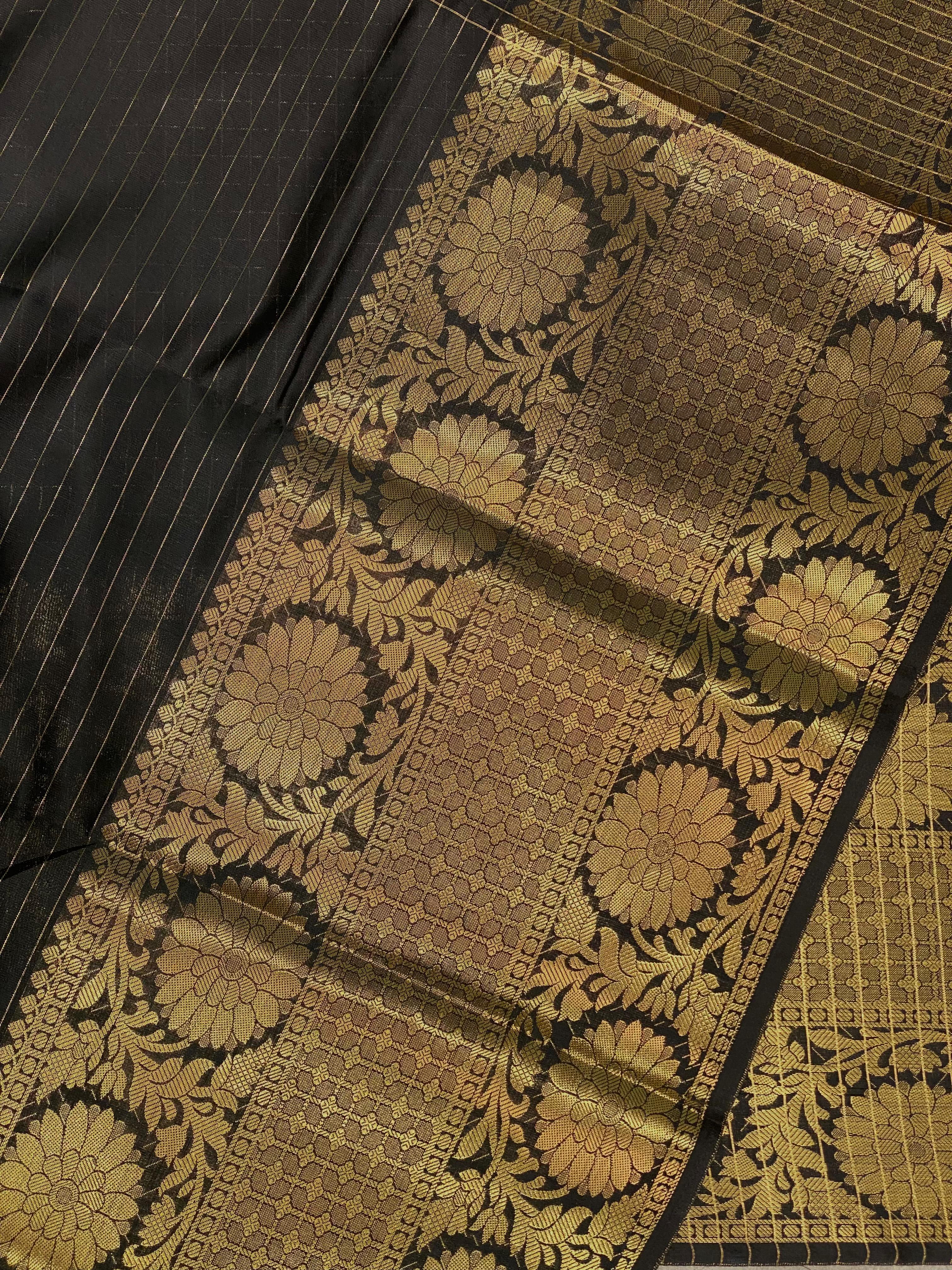 Black Semi Banarasi saree - LZ9A