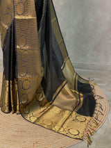 Black Semi Banarasi saree - LZ9A