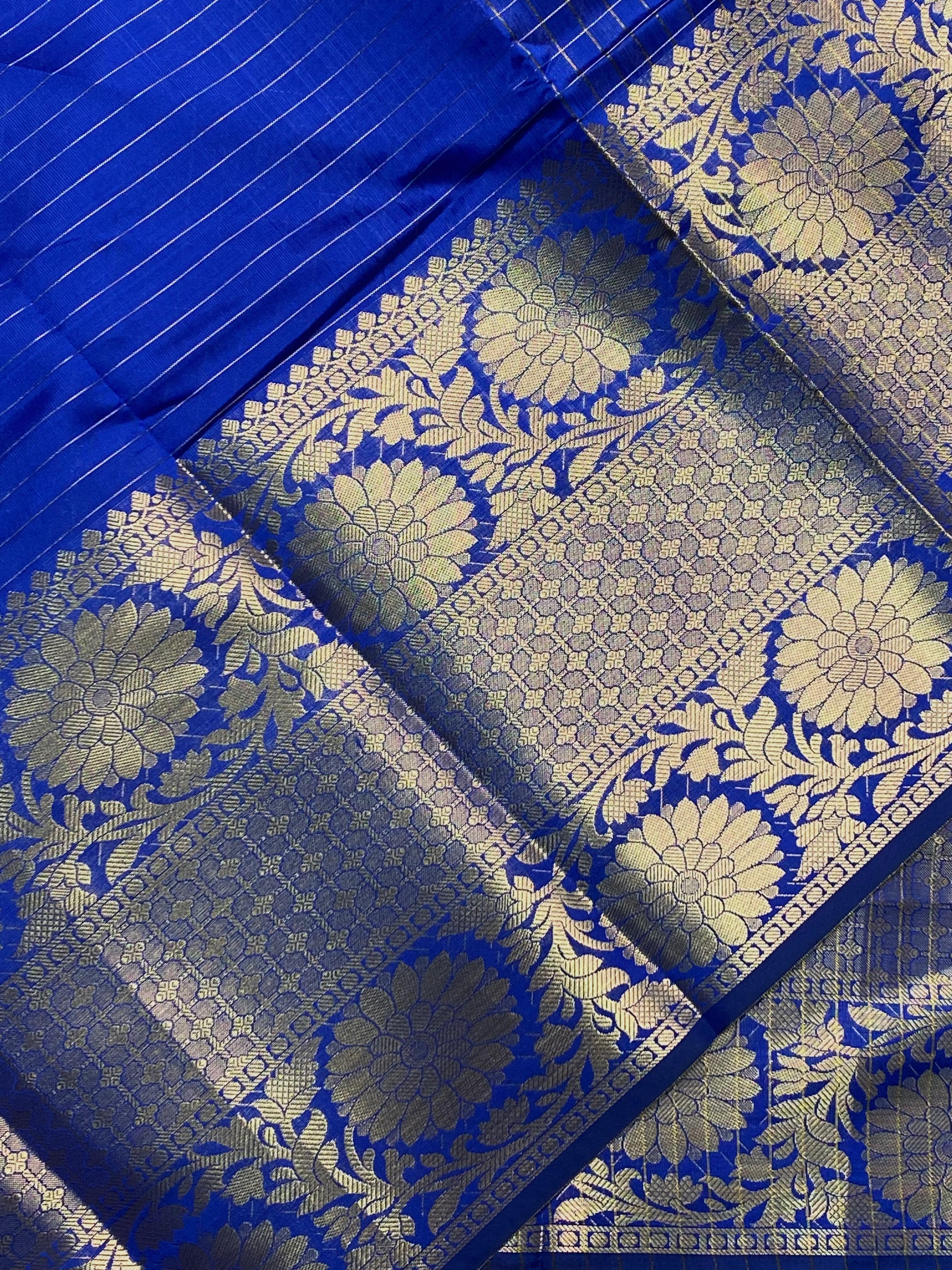 Blue Semi Banarasi saree - LZ9D
