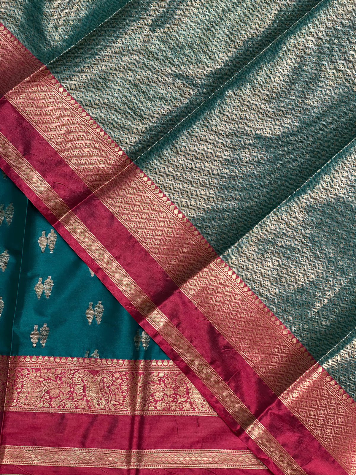 Blue and Magenta Gajji silk saree -PIH26