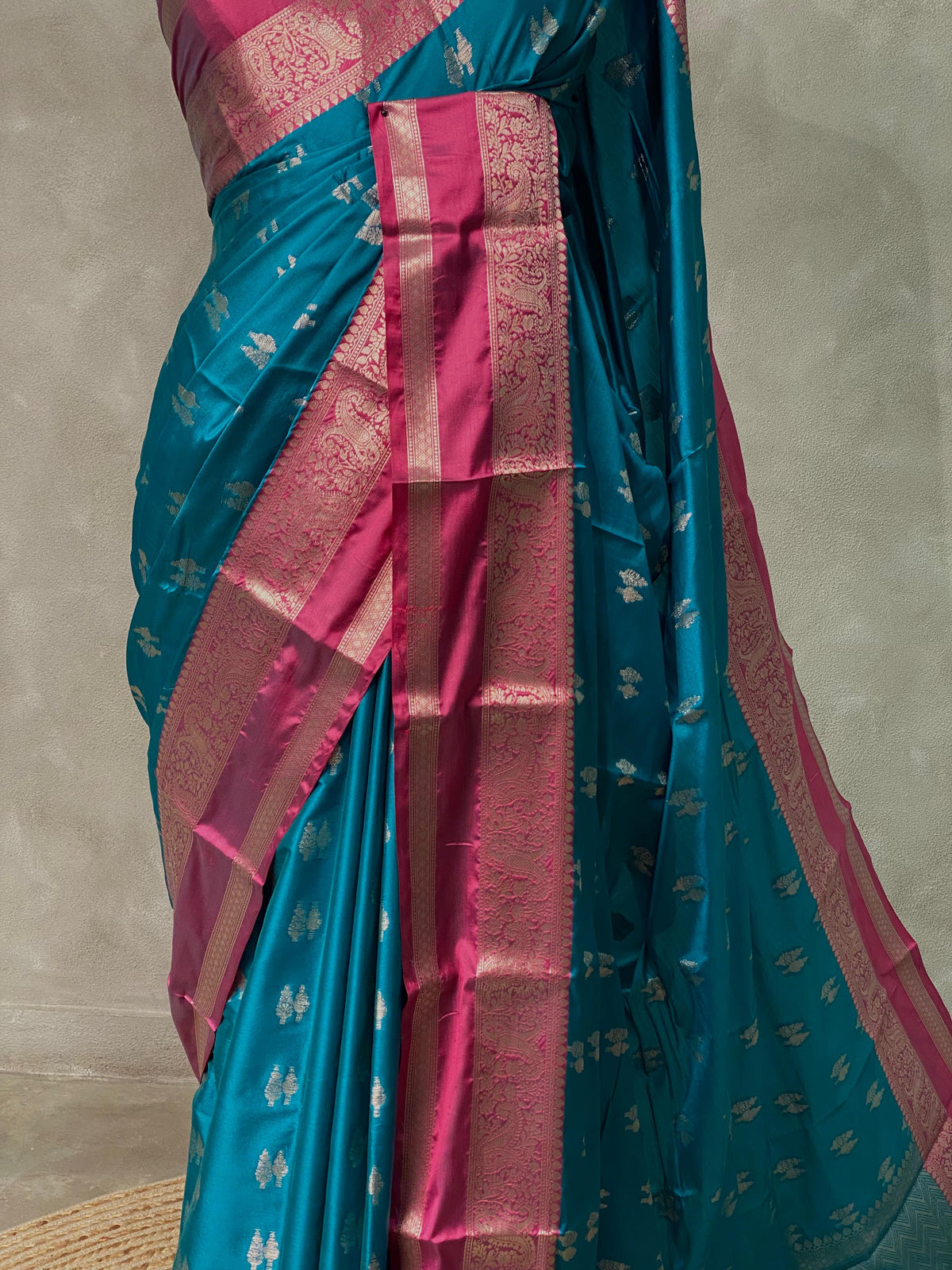 Blue and Magenta Gajji silk saree -PIH26