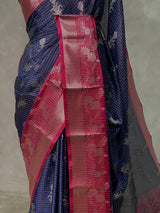 Navy Blue and Magenta silk saree -PIH29