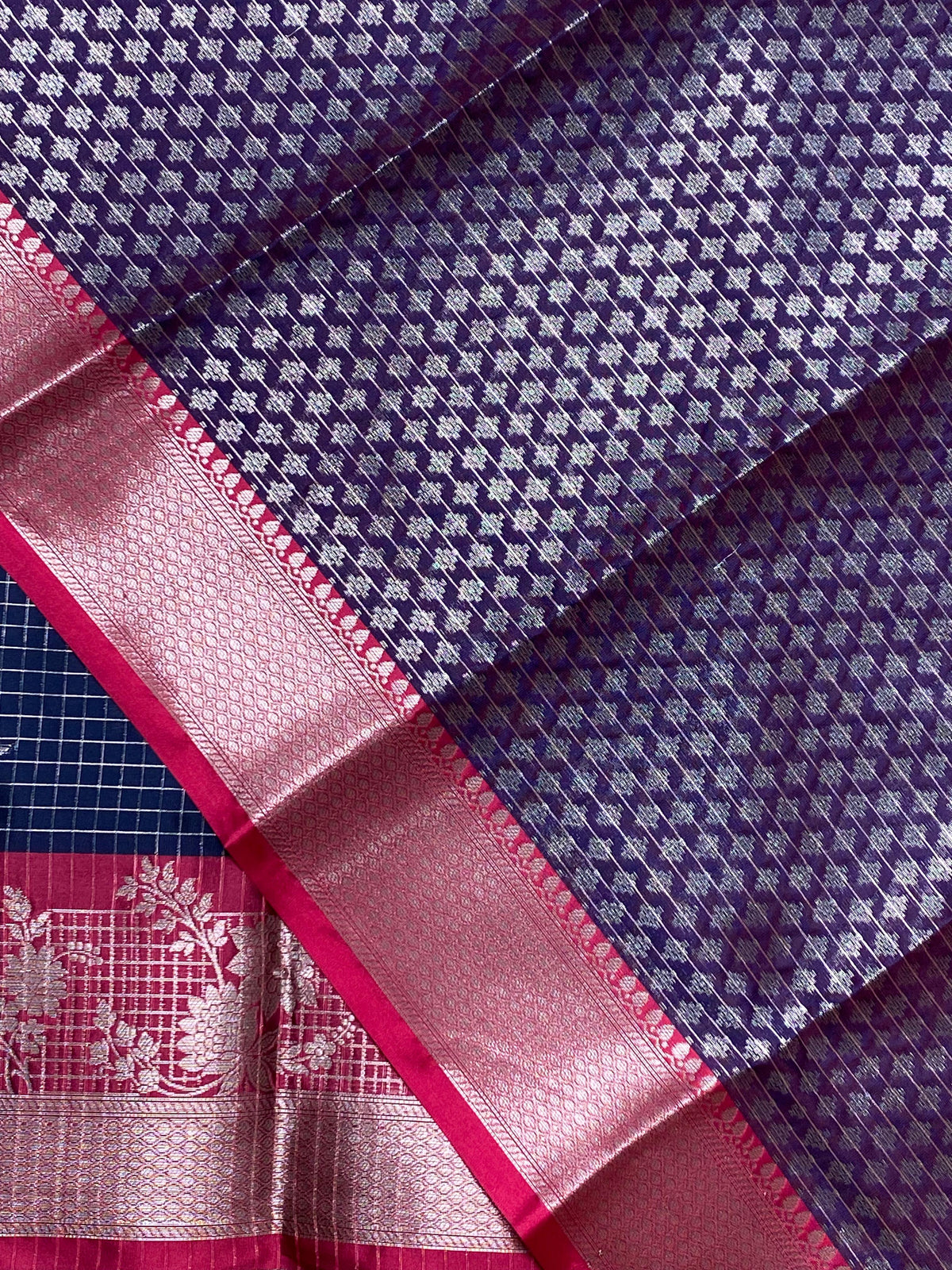 Navy Blue and Magenta silk saree -PIH29