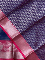 Navy Blue and Magenta silk saree -PIH29