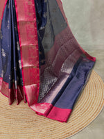 Navy Blue and Magenta silk saree -PIH29
