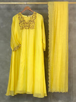 Vibrant yellow Chanderi salwar set - SNL23