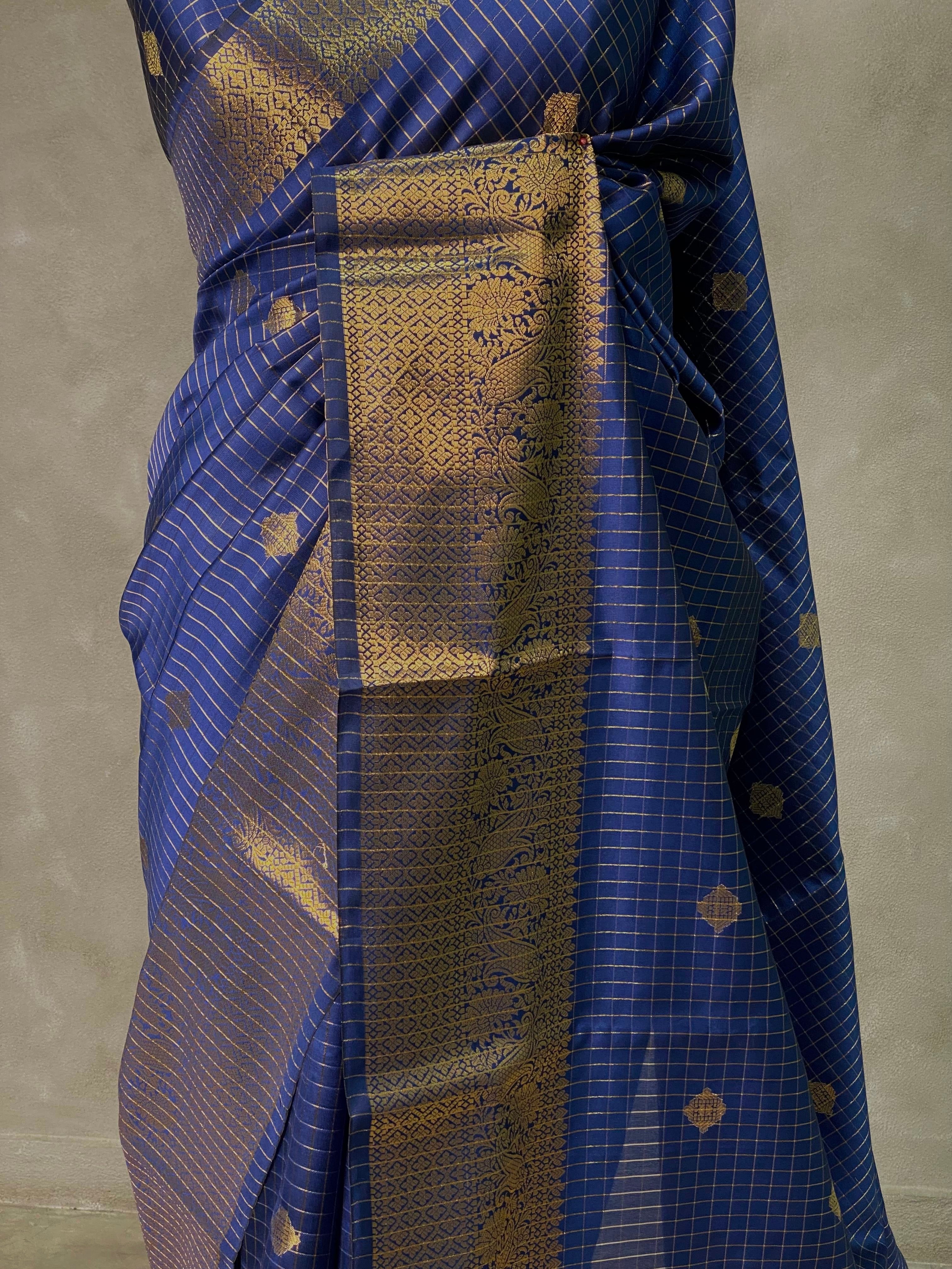 Navy Blue banarasi silksaree - AISHCK9A