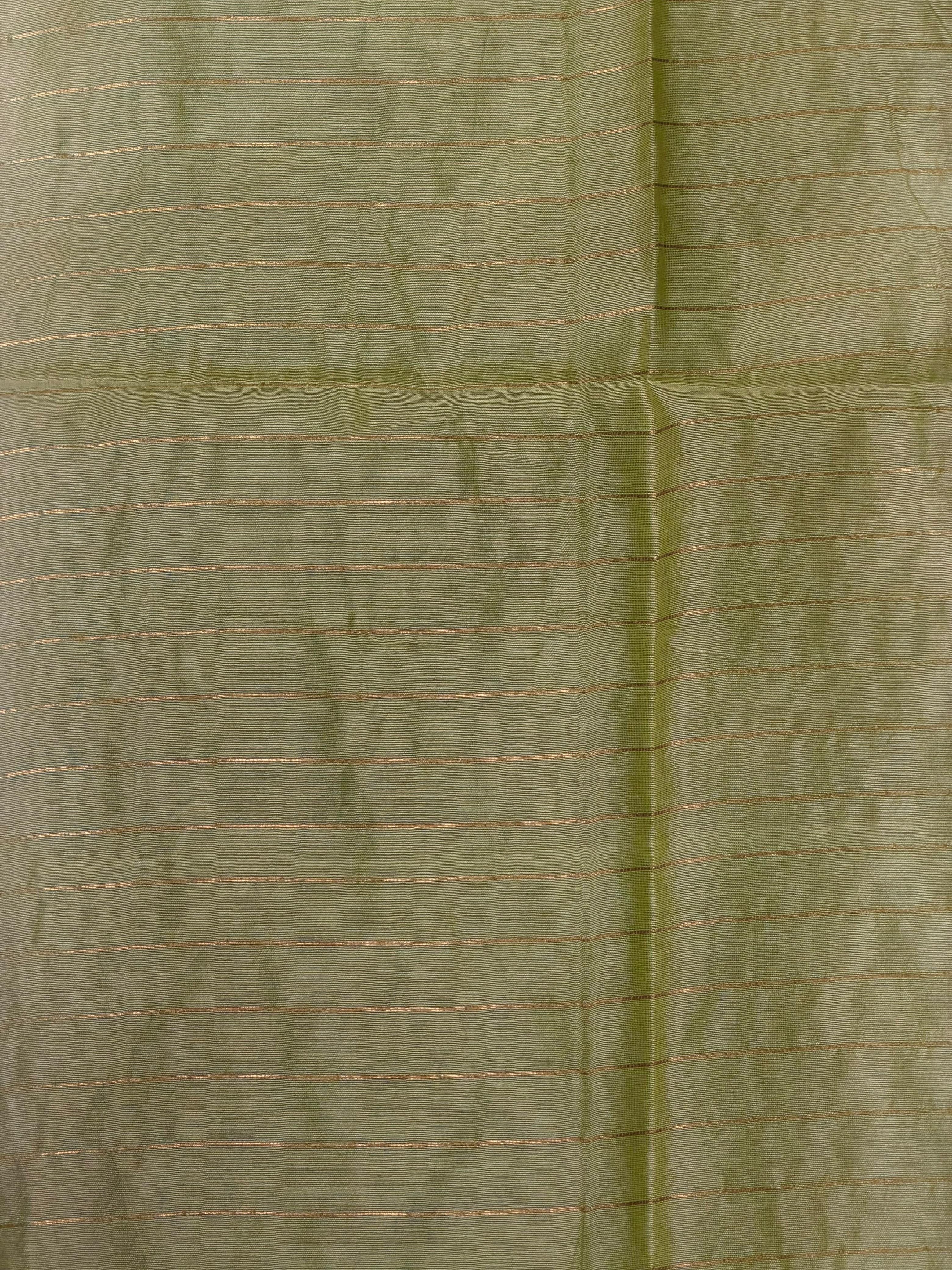 Green Chanderi silk cotton Jamdani woven saree- PBRJ36