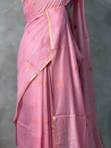 Pink Chanderi silk cotton Jamdani woven saree- PBRJ15