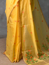 Yellow Chanderi silk cotton Jamdani woven saree- PBRJ14