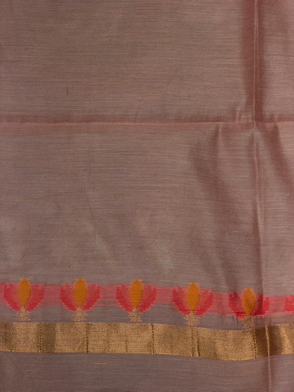 Peach Chanderi silk cotton Jamdani woven saree- PBRJ17