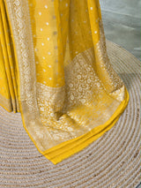 Yellow Banarasi Georgette Saree - PBRH2DN