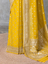 Yellow Banarasi Georgette Saree - PBRH2DN