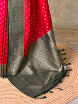 Red and Green Dola silk saree- PBRSB2F