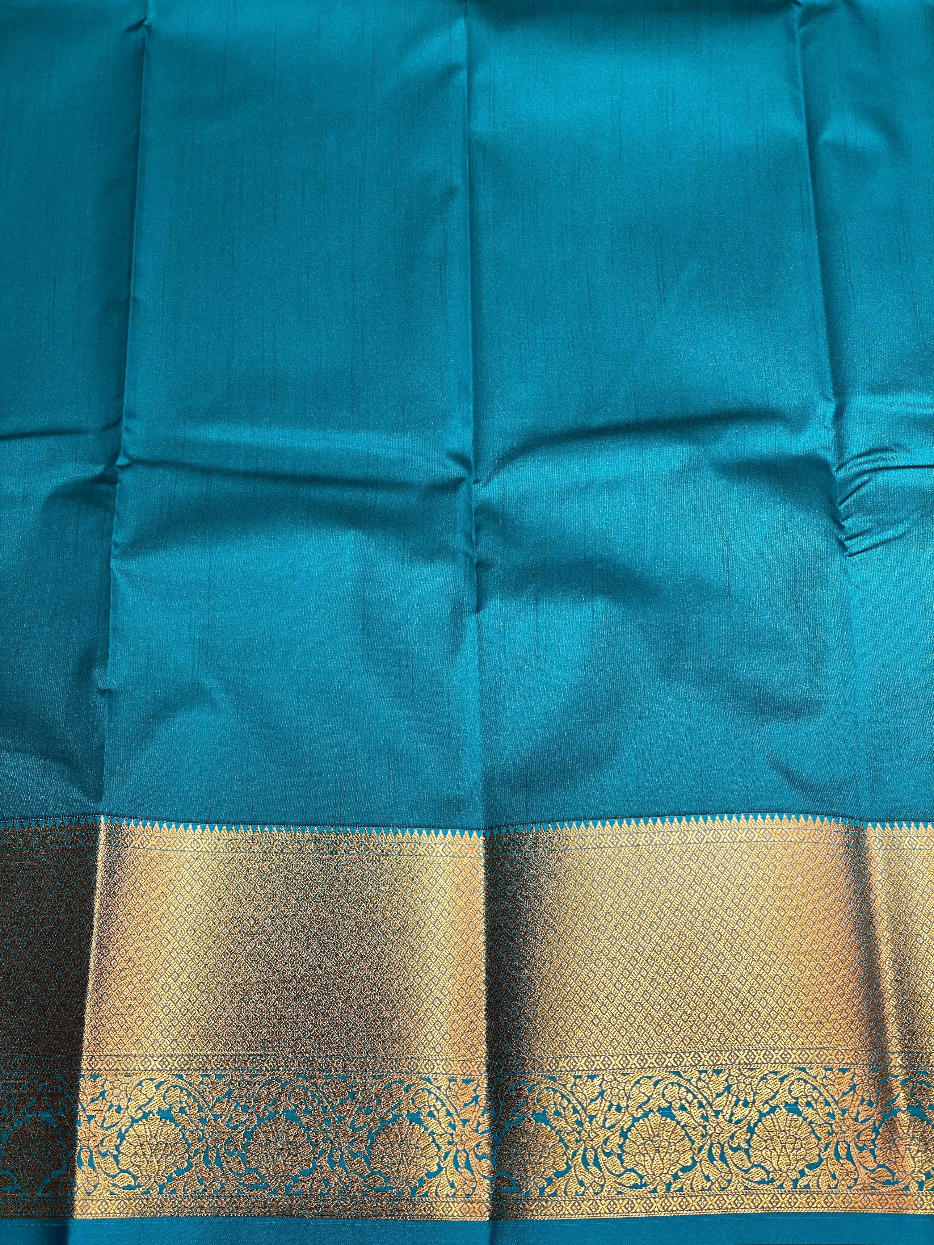 Green and blue silk saree- SS4