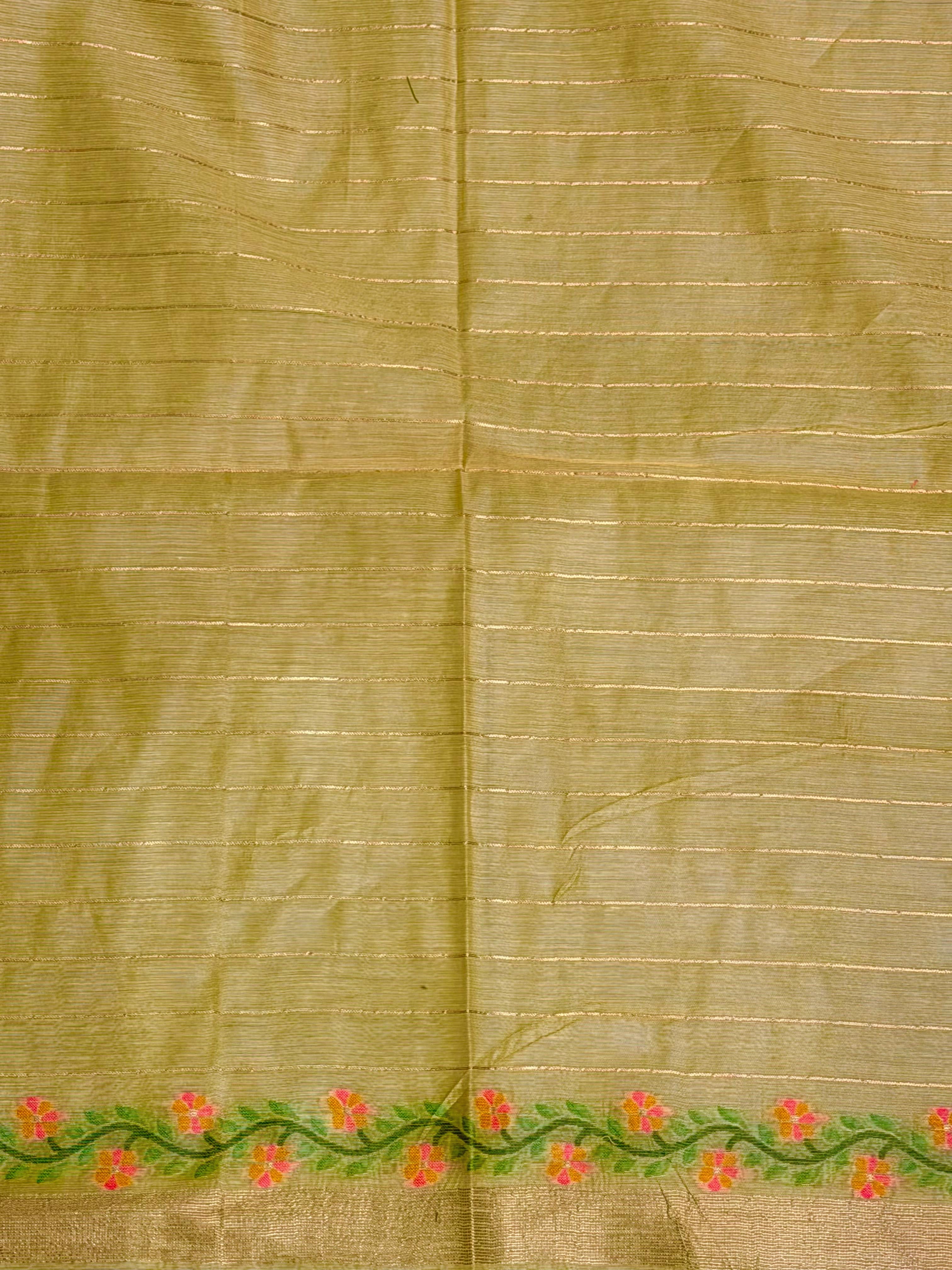 Yellow Chanderi silk cotton Jamdani woven saree- PBRJ2
