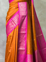 Copper rust and Magenta Silk saree - PBRZU3E