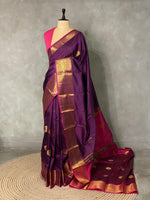 Wine and purple semi kanchipuram soft silk saree - PSSN3