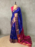 Royal blue and purple semi kanchipuram soft silk saree - PSSN4