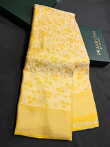 Pastal yellow Soft satin brocade Silk Saree - PBRMJ9F