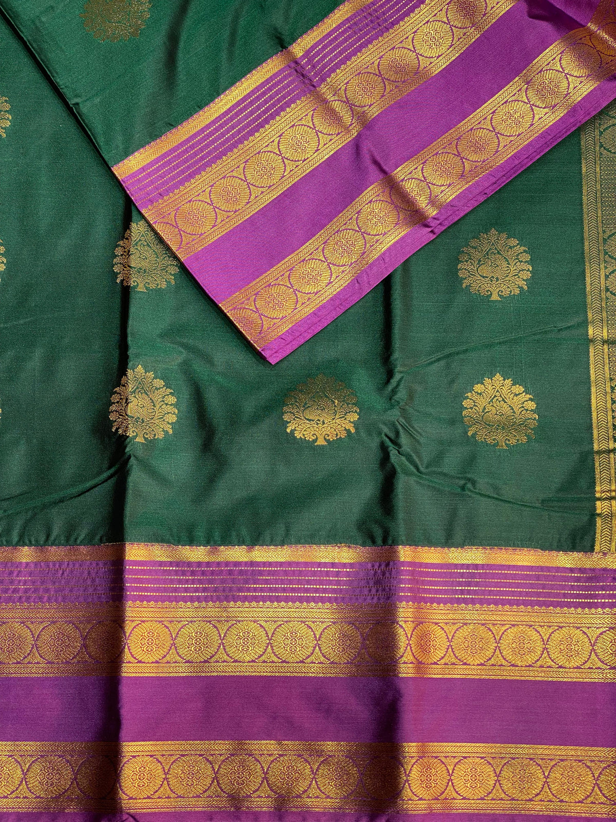 Dark Green and Purple kanchipuram silk saree- PSSR203